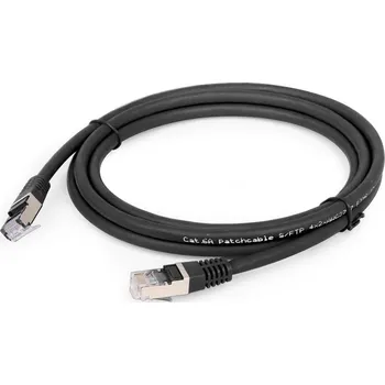 Síťový kabel GEMBIRD Patch kabel S/FTP Cat. 6A LSZH, černý, 2 m PP6A-LSZHCU-BK-2M
