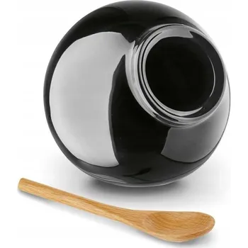 Dóza na potraviny slánka 11x10cm+dř.lžička, 0,3l,černá, KönigHOFFER, DB, keramika - Rychlá expedice, doprava zdarma od 999,-