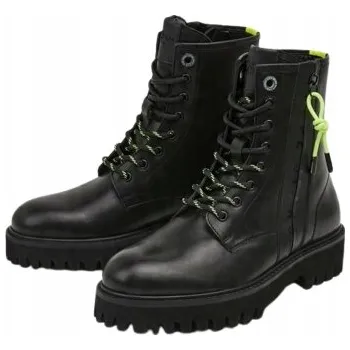 Dámské kozačky Pepe Jeans Černé Dámské Kožené Kotníkové Boty Pepe Jeans Trucker