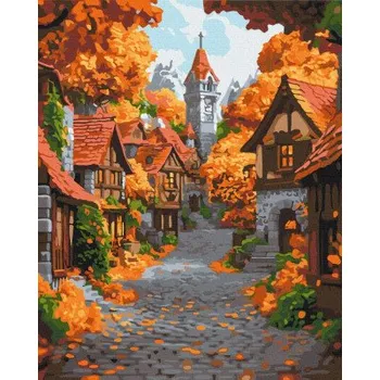 Set školních potřeb Malowanie po numerach BRUSHME 40x50 cm Październikowe Miasteczko (Kniha)