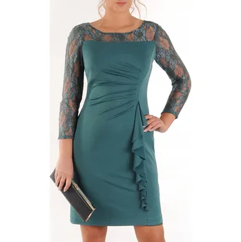 Dámské šaty Carla Moreno koktejlové krajkové šaty midi velikost 40