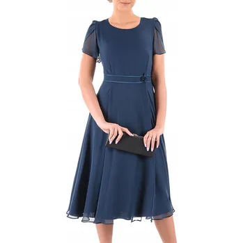 Dámské šaty Koktejlové šaty Carla Moreno z šifonu do půli lýtek, velikost 38