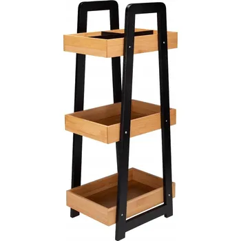 regál Koupelnový regál Galicja bezbarvý, černý 22,4 x 30 x 70 cm