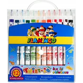 Pastelka VÝSUVNÉ pastelky 12 BAREV sada FLAMINGO TWIST pastelky V POUZDRU