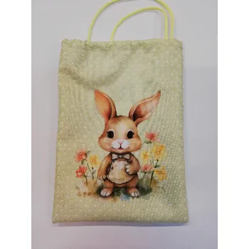 Stahovací pytlík digitální tisk 27 x 20 cm - zajíček na světle zelené