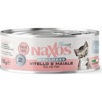 Krmivo pro kočku NAXOS CAT Konzerva pro koťata s příchutí telecího a vepřového masa 85g