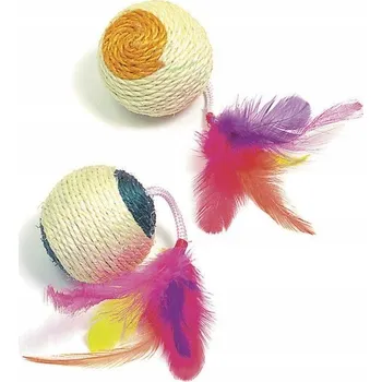 Hračka pro kočku Hračka pro kočky , sisalový míček s peřím, 6 cm, Kerbl