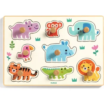 puzzle pro nejmenší Djeco Vkládací puzzle Zvířata z džungle