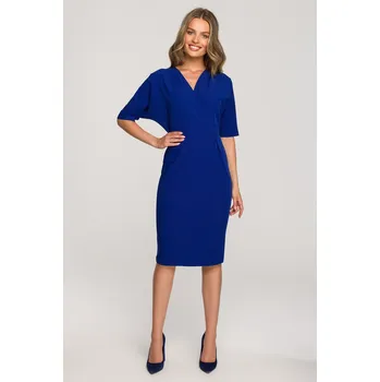 Dámské šaty EU S S313 Šaty s výstřihem - chrpově modré