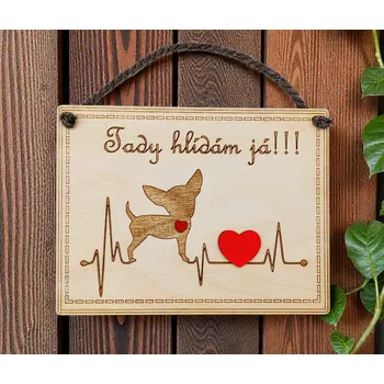 Dekorace z Řečice Dřevěná cedulka čivava 17×13cm