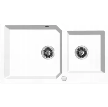 Granitový dřez Dvoukomorový dřez Laveo Milos granit bílý