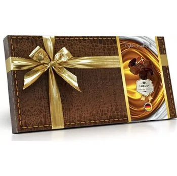 Čokoláda Selllot Výběr pralinek imitace kůže se zlatou mašlí 400g (Selllot Výběr pralinek imitace kůže se zlatou mašlí 400g)