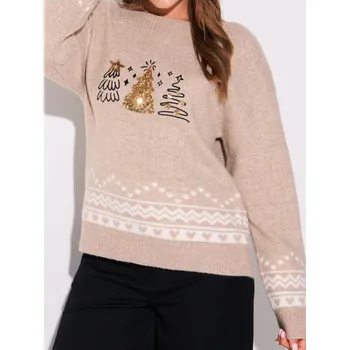 Dámská móda Sinsay - Vánoční svetr s vánočními stromky a flitry - vícebarevná - 356FJ-MLC - 356FJ-MLC-M