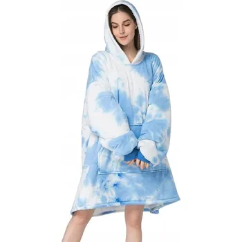 Dámská mikina PLYŠOVÁ dámská mikina přes hlavu, s kapucí BLUZOKOC MODRÁ OMBRE univerzální velikost