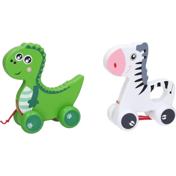 Hračka Wiky Zvířátko tahací dřevěné 12x13cm 3 druhy v sáčku