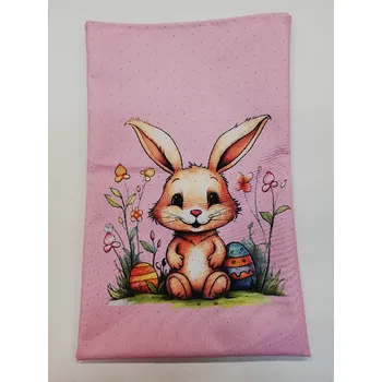 Stahovací pytlík digitální tisk 27 x 20 cm - zajíček na růžové
