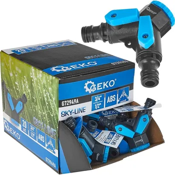 Geko 2cestný rozdělovač 3/4" s redukcí 1/2" a dvěma ventily SKY-LINE – kartonový obal (20/120)