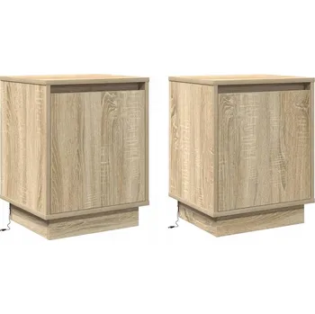 Konferenční stolek Sada 2 Nočních Stolků Sonoma Oak, 39 x 34.5 x 50 cm, Hnědá