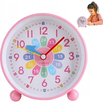 Budík BUDÍK PRO DĚTI S NOČNÍ LAMPIČKOU, RŮŽOVÝ