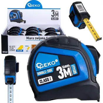 metr Geko Dvoustranný nylonový svinovací metr s automatickou aretací 3 m/16 mm TŘÍDA I – kartonová krabička (12/120)