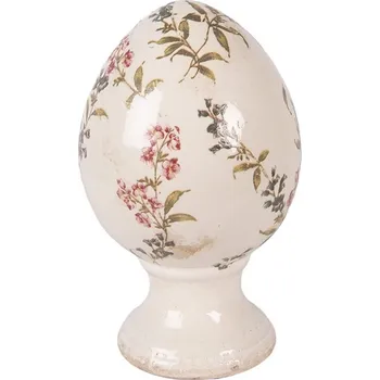 Keramické vajíčko na podstavci s lučními květy Monnia M - Ø 12*19 cm