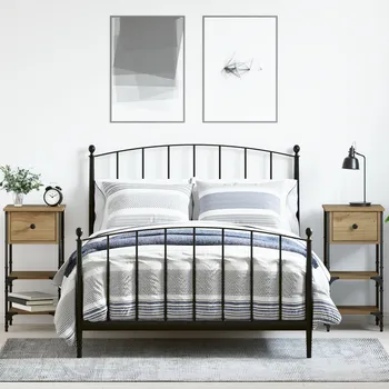 Noční stolek Noční stolky z masivního dubového dřeva, hnědé, 45x2 cm