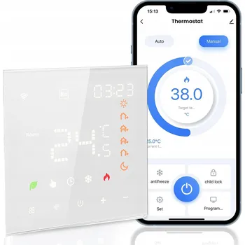 Tuya WiFi Termostat LED pro Kotel/Podlahové vytápění vodní Bílá