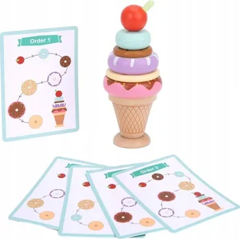 Dřevěná hračka TOOKY TOY Dřevěná zmrzlina skládačka Cukrář pro děti 12 dílků