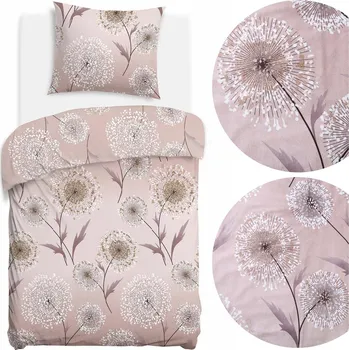 Povlečení Povlečení 140x200 cm, sada, FLANELOVÉ BAVLNĚNÉ S CHLOUPKEM, lehké pampelišky, růžové
