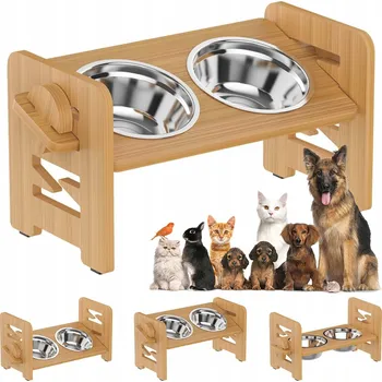 Miska pro psa MISKY PRO PSA NA STOJANU DVOJITÁ MISKA NASTAVITELNÁ SKLON 15° PRO KOČKY