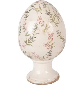 Keramické vajíčko na podstavci s lučními květy Monnia XL - Ø 17*28 cm