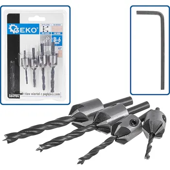 Příslušenství k nářadí Geko Sada vrtáků s prohlubovačem, 5 ks (25/100)