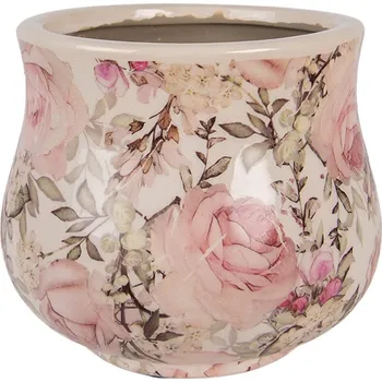 Obal na květináč Keramický obal na květináč s růžemi Rosien S - Ø 15*13 cm