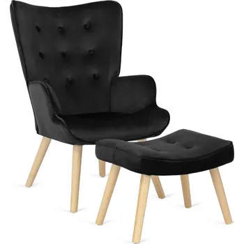 Křeslo Čalouněné křeslo LOZANO s podnožkou černé