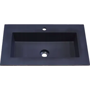Umyvadlo zapuštěné do desky, obdélníkové, černé 70 x 45 cm