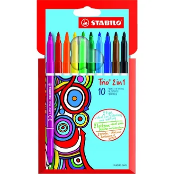 Fixy STABILO TRIO 2v1 oboustranné 10 barev