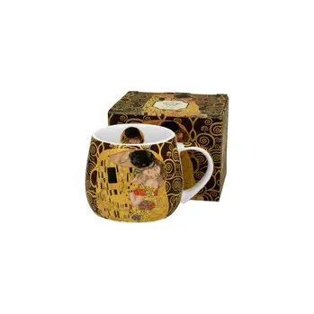 Kubek baryłka THE KISS BROWN inspired by Klimt (Duo)