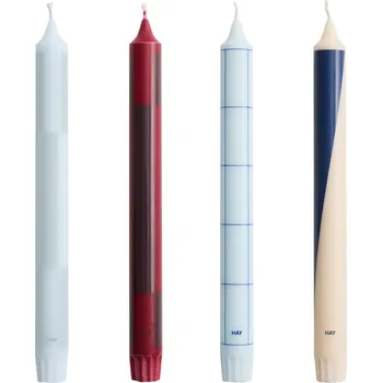 Svíčka HAY Sada svíček Pattern, Blues / Bordeaux, 4 ks AB361-F429