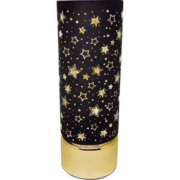 Vánoční dekorace Skleněný svítící válec s časovačem výška 25cm černý (na 3 baterie, součástí balení)