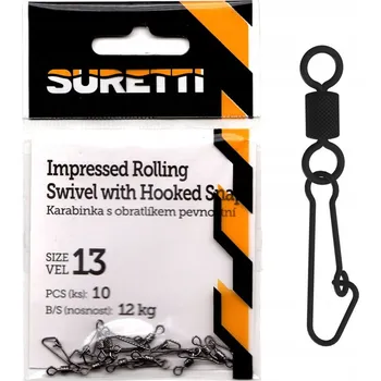 Obratlík s karabinkou suretti Impressed Rolling Swivel Hooked Snap