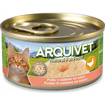 Krmivo pro kočku ARQUIVET konzerva pro kočky kuře v omáčce s lososem 80g