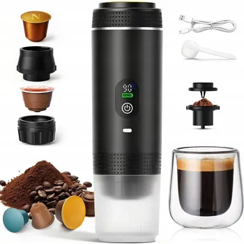 Příprava kávy PŘENOSNÝ KÁVOVAR NA KAPSLE DO AUTA, VÍCEÚČELOVÝ