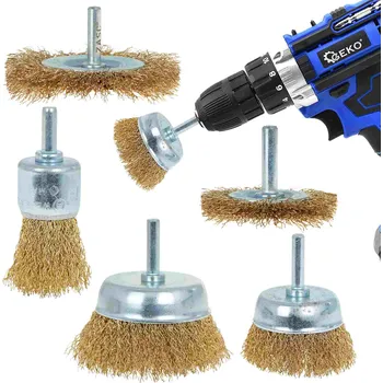 Geko Sada drátěných kartáčů pro vrtačku, 5 ks (36)