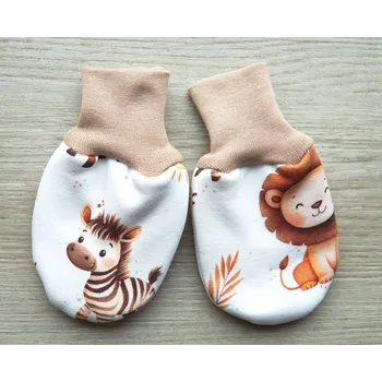 Rukavice AMÁLKA Zateplené rukavičky bez palečku, zvířátka safari Velikost: 56-68