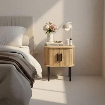 Noční stolek Edaxo Noční stolek SCAVA, drážkovaný, 40 x 40 x 53 cm