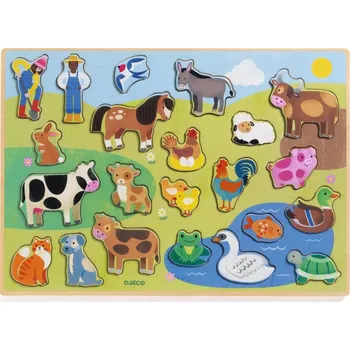 puzzle pro nejmenší Djeco Vkládací puzzle Farma