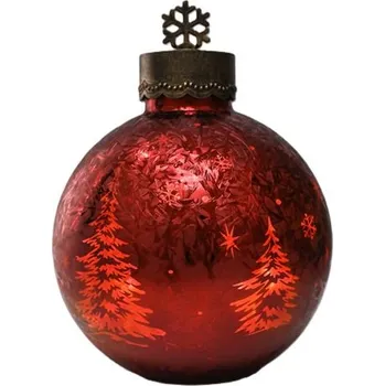 Vánoční dekorace Skleněná svítící MAXI koule s časovačem průměr 20 cm červená