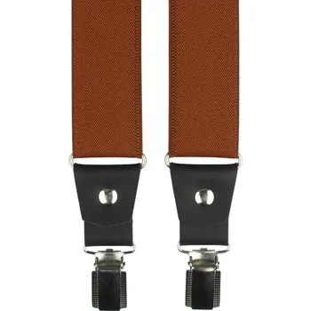 Kšandy Cihlové pánské široké kšandy s černou pravou kůží