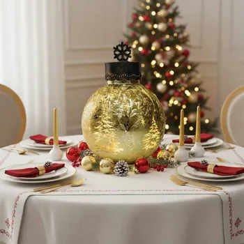 Vánoční dekorace Skleněná svítící MAXI koule s časovačem průměr 25 cm zlatá