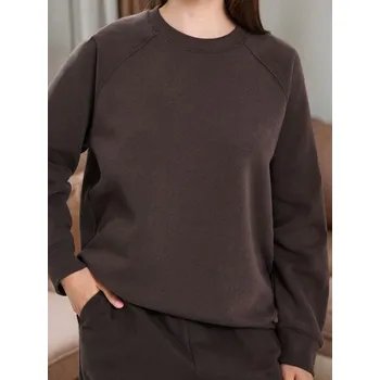 Dámská móda Sinsay - Mikina s kulatým výstřihem - hnědá - 827EX-88X - 827EX-88X-XXL-1